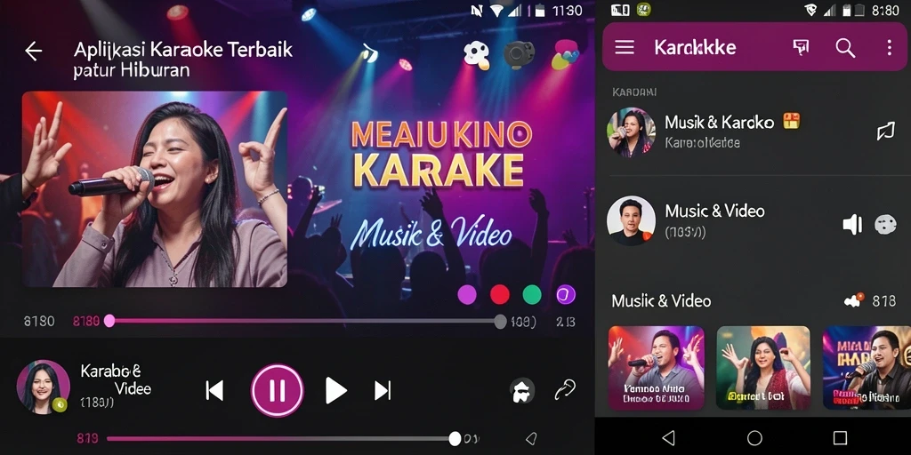 Antarmuka aplikasi 8180 yang sederhana dan menarik untuk Karaoke.