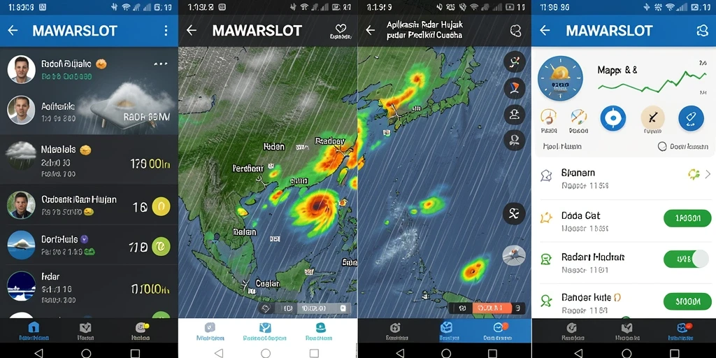 Antarmuka aplikasi MAWARSLOT yang menampilkan informasi radar hujan.