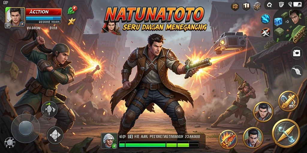 Tampilan antarmuka NATUNATOTO yang penuh aksi dan menegangkan.
